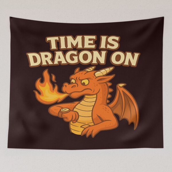 Item preview, Funny Dragon Watching Time Cartoon Illustration designed and sold by WilGrowDesigns.
