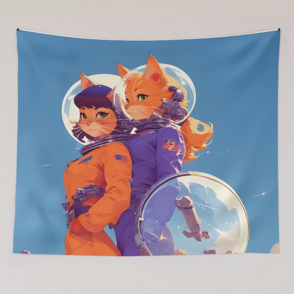 Item preview, The astronaut cat and her friend search for happiness in space designed and sold by she-devil-shirt.