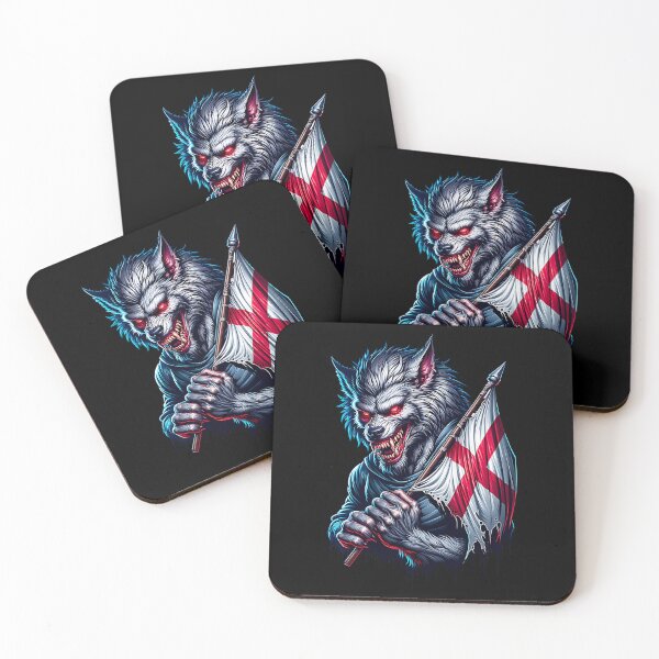Item preview, Hombre lobo aterrador con bandera de Inglaterra designed and sold by ReneMM.