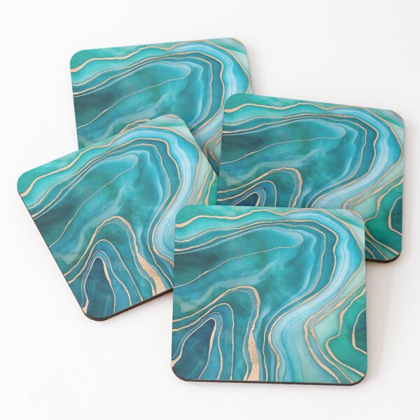 Item preview, Ocean Vibes Marble Reverie Teal Blue Gold designed and sold by artsandsoul.