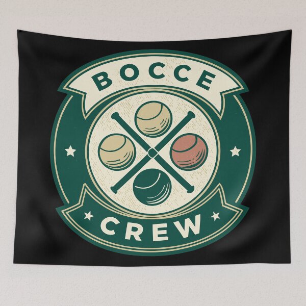 Item preview, Vintage Bocce Ball Logo – “Bocce Crew” Retro Sports Emblem in Two-Tone Badge Design designed and sold by VividOrganica.