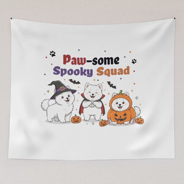 Item preview, Pawsome Spooky Squad – Cute Samoyed Halloween designed and sold by The Real Life Symphony.