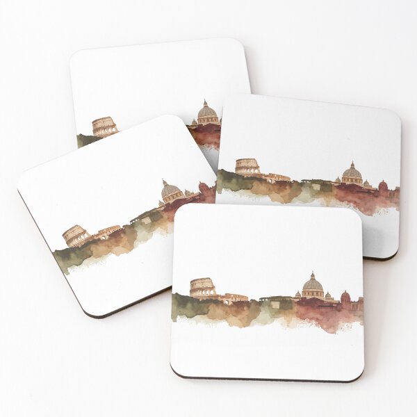 Item preview, Rome skyline in watercolor in earth and ochre tones designed and sold by StormArte.