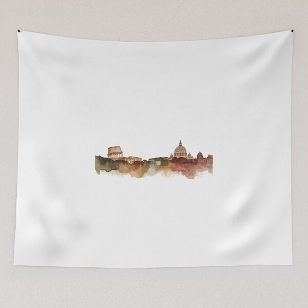 Item preview, Rome skyline in watercolor in earth and ochre tones designed and sold by StormArte.