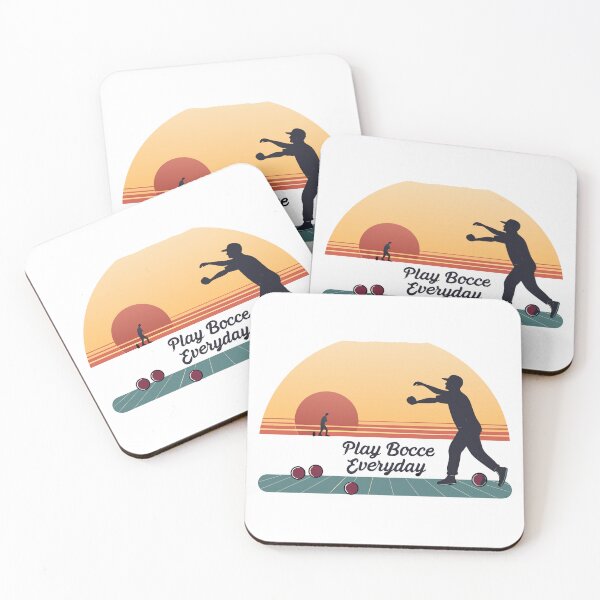 Item preview, Minimalist Bocce Design – “Play Bocce Everyday” Silhouette Player with Sunset Colors designed and sold by VividOrganica.