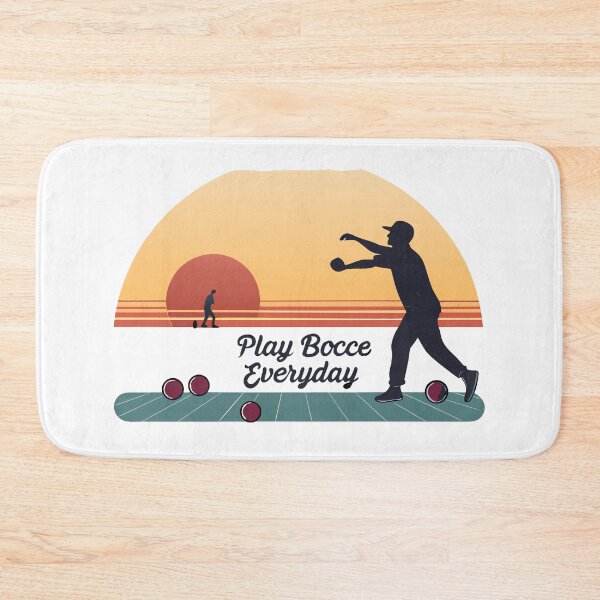 Item preview, Minimalist Bocce Design – “Play Bocce Everyday” Silhouette Player with Sunset Colors designed and sold by VividOrganica.