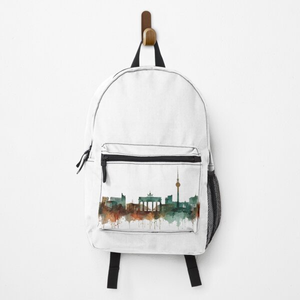 Artikelvorschau, Berliner Skyline in Aquarell in Grün- und Orangetönen entworfen und verkauft von StormArte.
