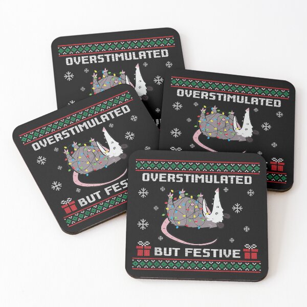 Item preview, Overstimulated & Festive AF Raccoon Christmas 2024 Sticker designed and sold by BASKF.