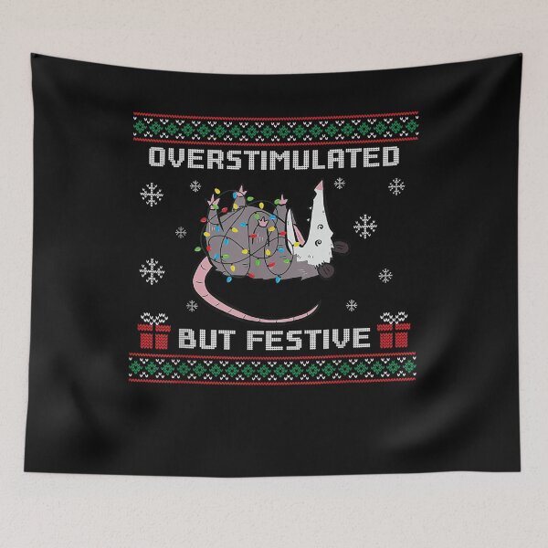 Item preview, Overstimulated & Festive AF Raccoon Christmas 2024 Sticker designed and sold by BASKF.