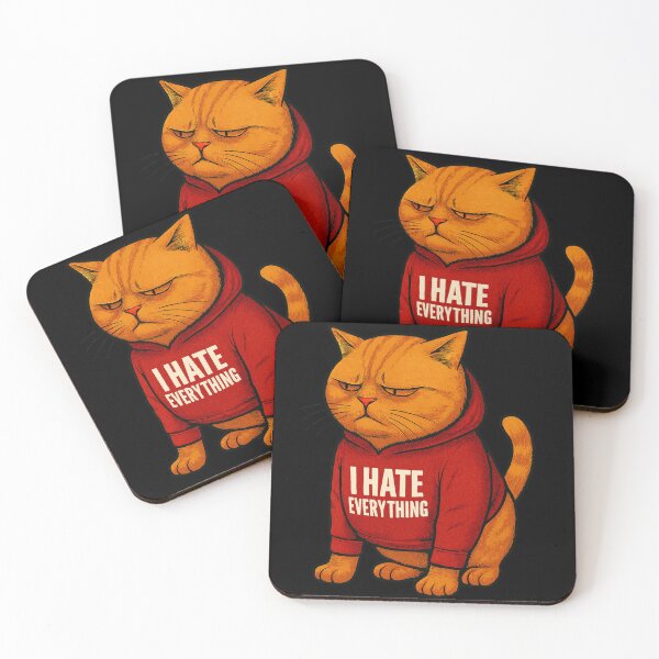 Item preview, Angry Orange Tabby Cat in Black Hoodie – Funny Grumpy Cat Sticker designed and sold by catastrocat.