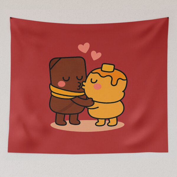 Item preview, Cute Couple Kiss Cartoon Romantic Love Design for Couples designed and sold by FreshVibe Prints.