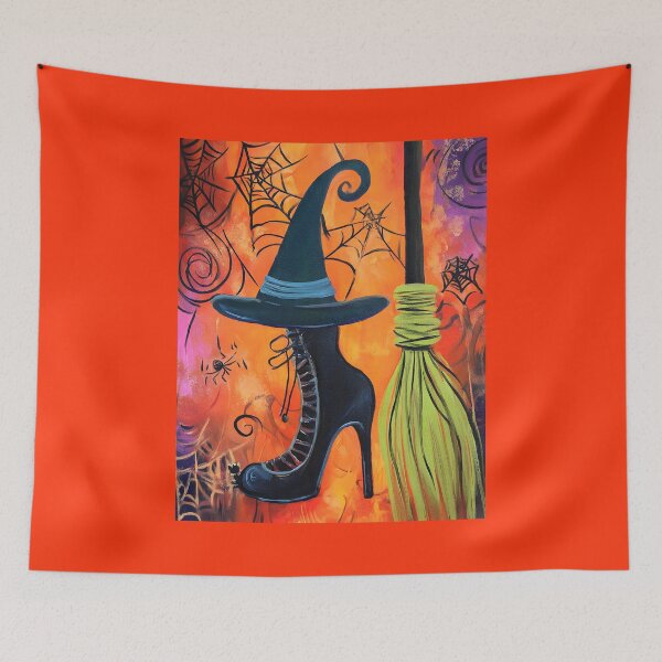Item preview, Step Into Halloween Magic with a Witch's Boot Hat and Spiraling Broomstick designed and sold by OlfactoART Studio.