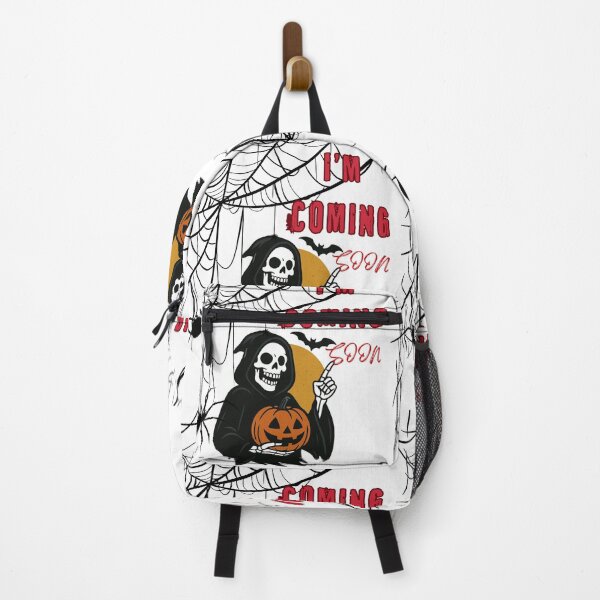 Item preview, Halloween skeleton with pumpkin, moon and bats – I’m Coming Soon Horror Design designed and sold by ParaSiempreS.