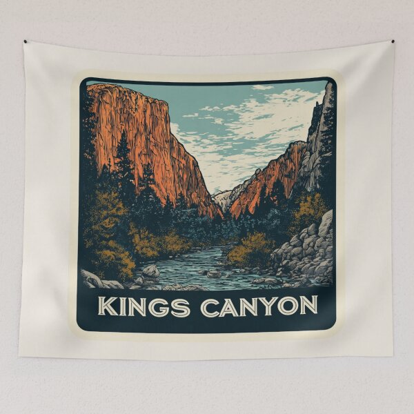 Item preview, Kings Canyon National Park Vintage Travel Sticker - Retro Canyon & River Design designed and sold by Blurbean.