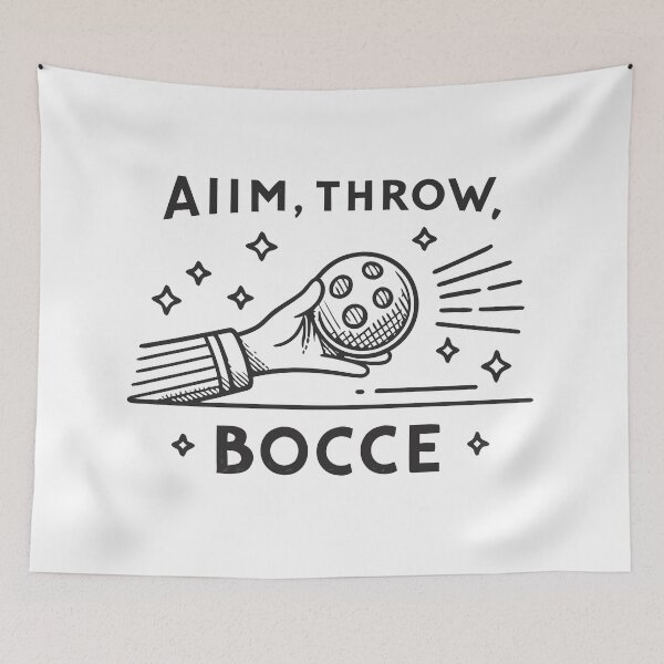 Item preview, Minimalist Bocce Line Art – “Aim, Throw, Bocce” Black & White Vector Design designed and sold by VividOrganica.