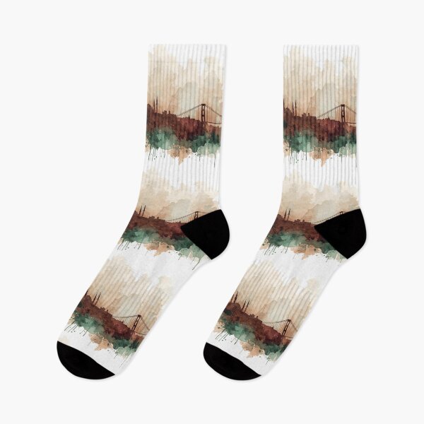 Item preview, Istanbul skyline in watercolor earth tones and greens designed and sold by StormArte.