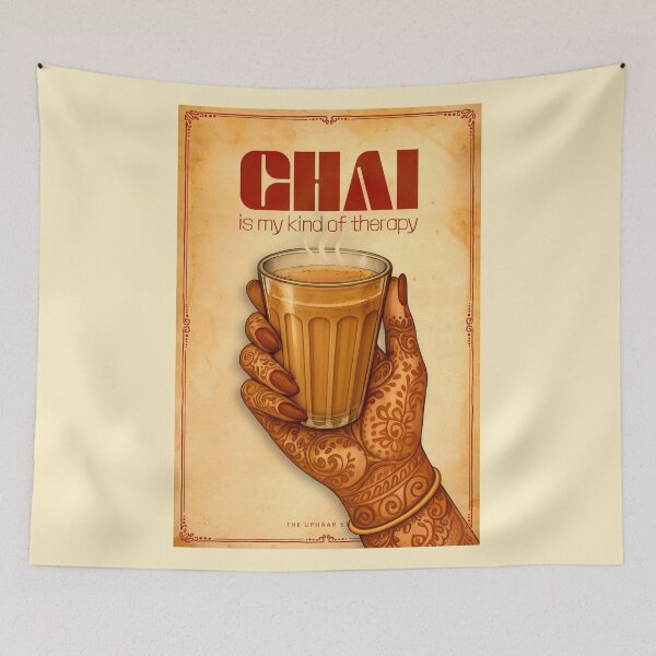 Item preview, Chai Is My Kind of Therapy | Vintage Indian Masala Tea & Henna Poster designed and sold by The Uphaar Store.