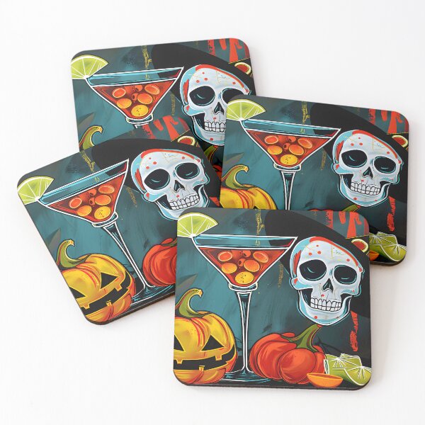 Item preview, Raise a Halloween Toast with a Witch Hat Skull Pumpkin and Festive Cocktail designed and sold by OlfactoART Studio.