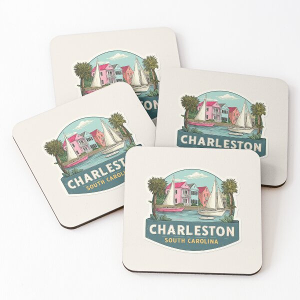 Item preview, Charleston South Carolina Vintage Travel Sticker - Retro Harbor & Colorful Houses designed and sold by Blurbean.