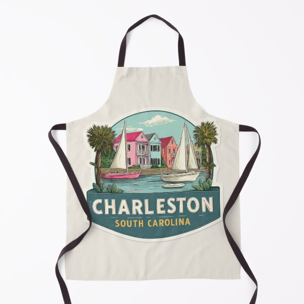 Item preview, Charleston South Carolina Vintage Travel Sticker - Retro Harbor & Colorful Houses designed and sold by Blurbean.