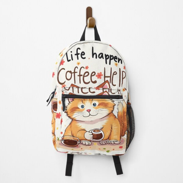 Item preview, Life Happens Coffee Helps Cute Cat Coffee Lover Design designed and sold by LifeProApperal.