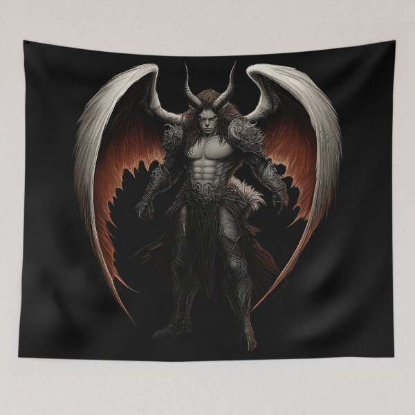 Item preview, Fallen Angel Demon with Horns and Fiery Wings designed and sold by Daagath.