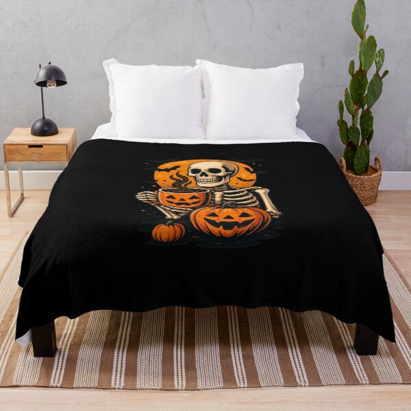 Item preview, Skeleton Coffee Time – Spooky Pumpkin Latte Halloween Art designed and sold by ALITOPRINCE.