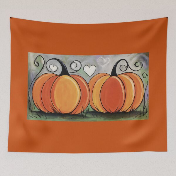 Item preview, Pumpkin Whimsy and Autumn Joy- Vibrant Pumpkins with Floating Hearts and Playful Swirls designed and sold by OlfactoART Studio.