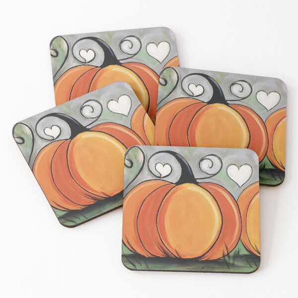 Item preview, Pumpkin Whimsy and Autumn Joy- Vibrant Pumpkins with Floating Hearts and Playful Swirls designed and sold by OlfactoART Studio.
