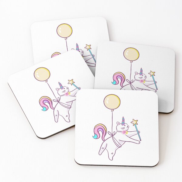 Item preview, Unicorn Cat Flying with Balloon designed and sold by Farissa Designs.