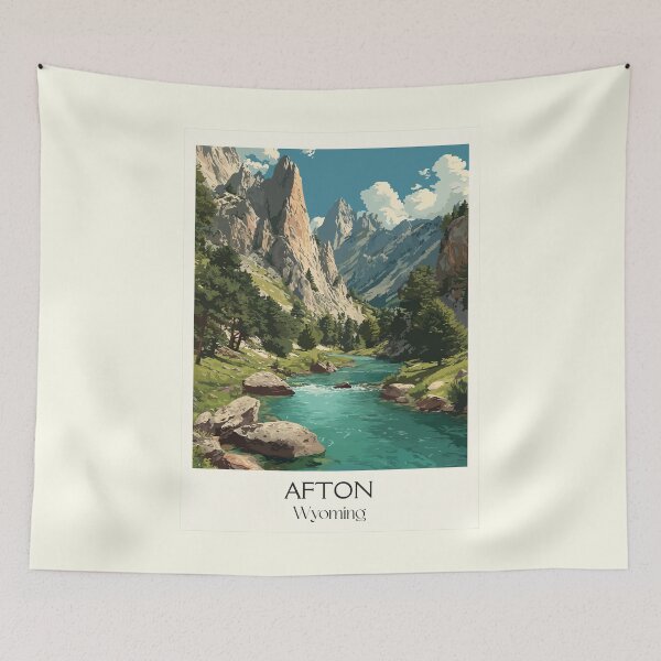 Item preview, Afton Wyoming Travel Poster | Vintage Star Valley & Mountain Wall Art designed and sold by TuncGK.