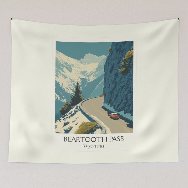 Item preview, Beartooth Pass Wyoming Poster | Vintage All-American Road & Scenic Drive Art designed and sold by TuncGK.