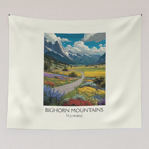 Item preview, Bighorn Mountains Wyoming Poster | Vintage Wildflowers & Scenic Byway Wall Art designed and sold by TuncGK.