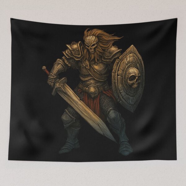 Item preview, Undead Skull Knight with Sword and Shield of Death designed and sold by Daagath.