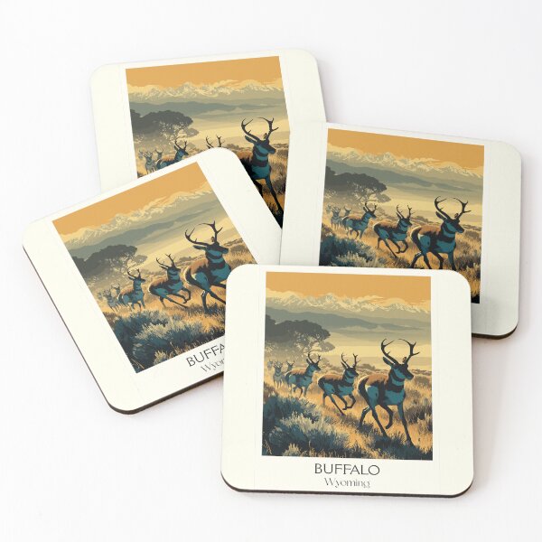 Item preview, Buffalo Wyoming Travel Poster | Vintage Bighorn Mountains & Elk Wall Art designed and sold by TuncGK.