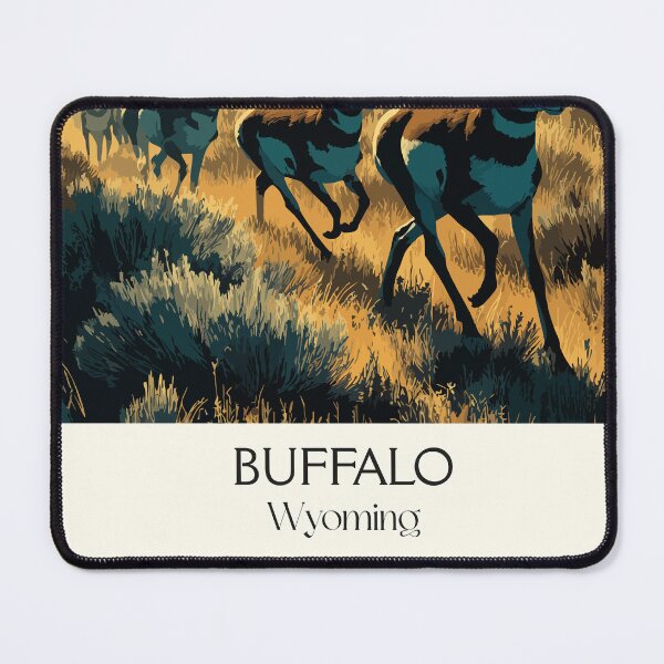 Item preview, Buffalo Wyoming Travel Poster | Vintage Bighorn Mountains & Elk Wall Art designed and sold by TuncGK.
