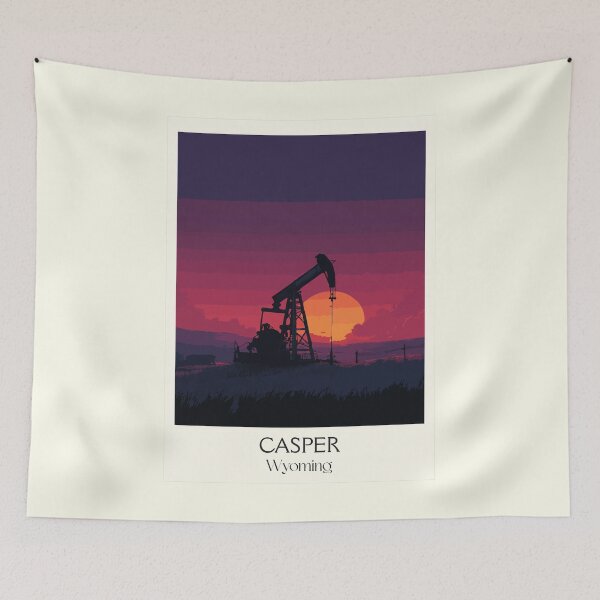 Item preview, Casper Wyoming Travel Poster | Vintage Oil City & Energy Industry Wall Art designed and sold by TuncGK.