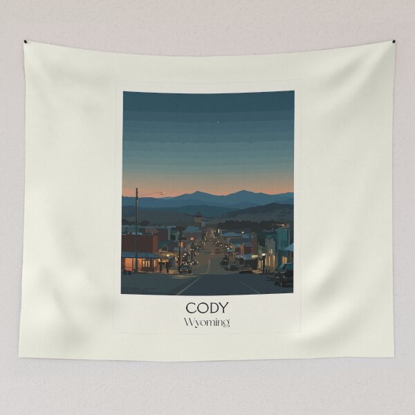 Item preview, Cody Wyoming Travel Poster | Vintage Buffalo Bill & Old West Town Wall Art designed and sold by TuncGK.