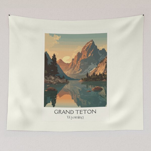 Item preview, Grand Teton National Park Poster | Vintage Teton Range & Snake River Wall Art designed and sold by TuncGK.