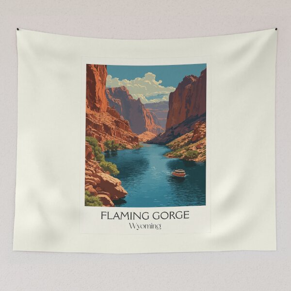 Item preview, Flaming Gorge Wyoming Poster | Vintage National Recreation Area & Green River Art designed and sold by TuncGK.