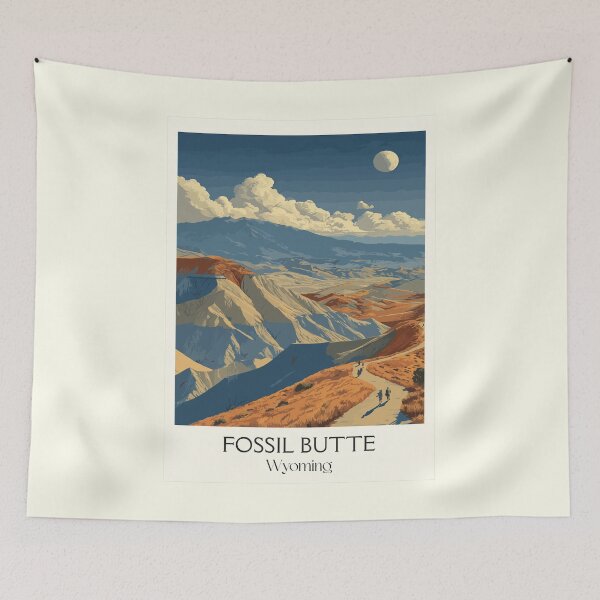 Item preview, Fossil Butte National Monument Poster | Vintage Wyoming Badlands & Geology Art designed and sold by TuncGK.