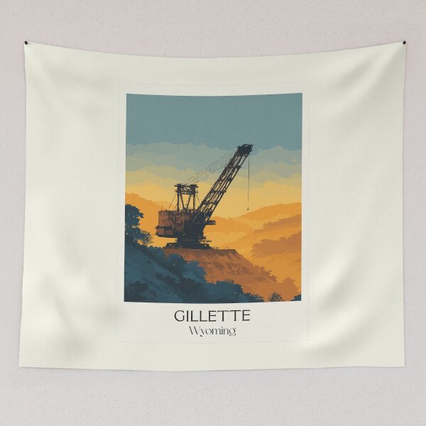 Item preview, Gillette Wyoming Travel Poster | Vintage Energy Capital & Coal Mining Wall Art designed and sold by TuncGK.