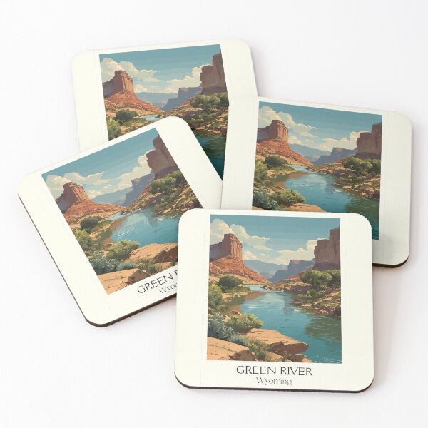 Item preview, Green River Wyoming Travel Poster | Vintage Desert Buttes & River Wall Art designed and sold by TuncGK.