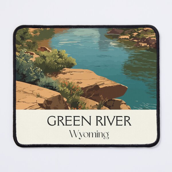 Item preview, Green River Wyoming Travel Poster | Vintage Desert Buttes & River Wall Art designed and sold by TuncGK.