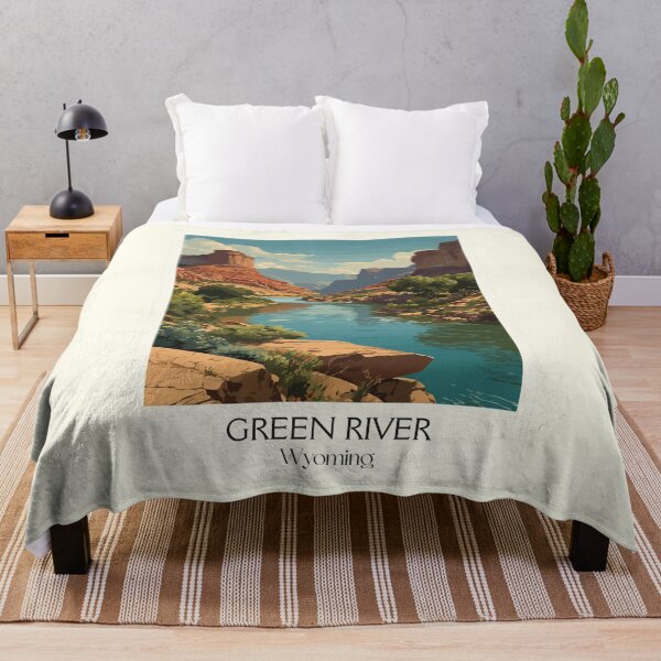 Item preview, Green River Wyoming Travel Poster | Vintage Desert Buttes & River Wall Art designed and sold by TuncGK.