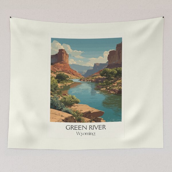Item preview, Green River Wyoming Travel Poster | Vintage Desert Buttes & River Wall Art designed and sold by TuncGK.