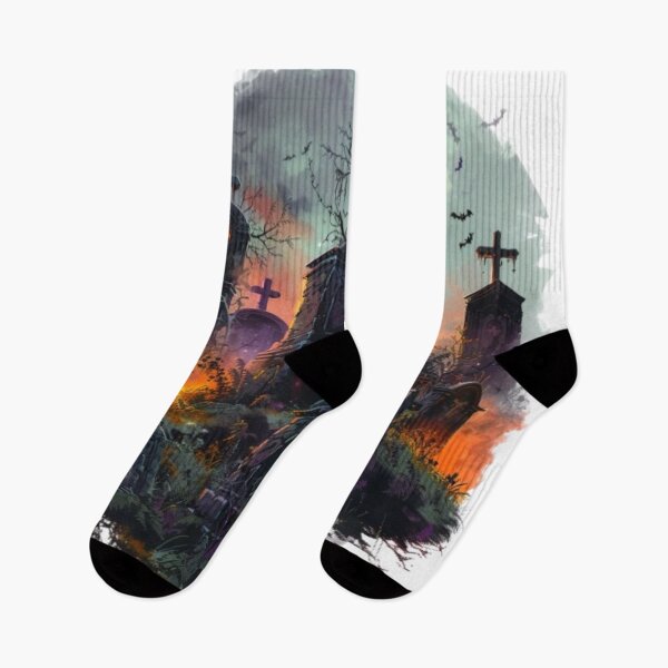 Item preview, Haunted Graveyard Halloween Night Design designed and sold by AlexLineArt.