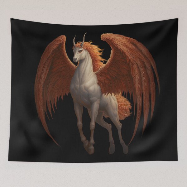 Item preview, Majestic Winged Unicorn with Fiery Red Feathers designed and sold by Daagath.