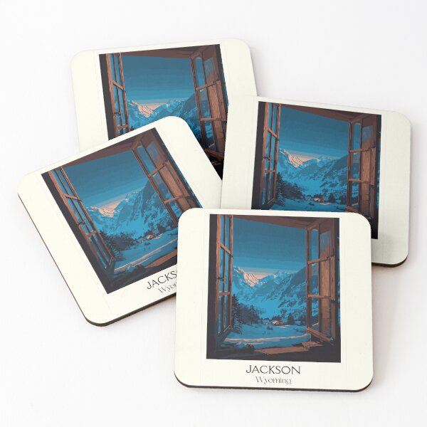 Item preview, Jackson Wyoming Travel Poster | Vintage Teton View & Cozy Cabin Wall Art designed and sold by TuncGK.