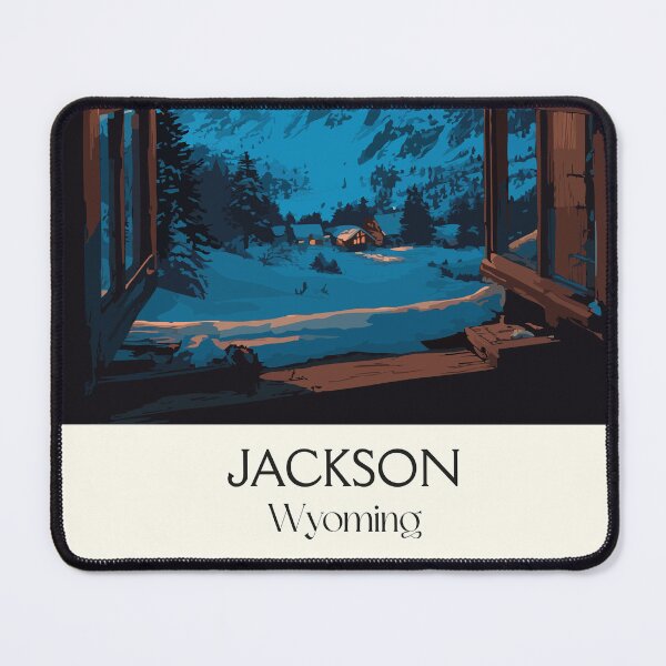 Item preview, Jackson Wyoming Travel Poster | Vintage Teton View & Cozy Cabin Wall Art designed and sold by TuncGK.